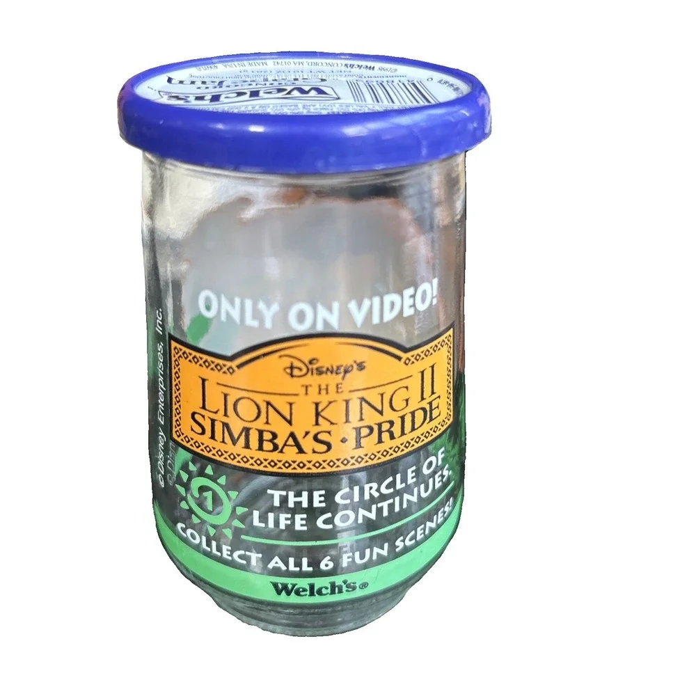 RARE Vintage WELCHS Jelly Jar & Lid  The LION KING 2 SIMBAS PRIDE Disney  Mint